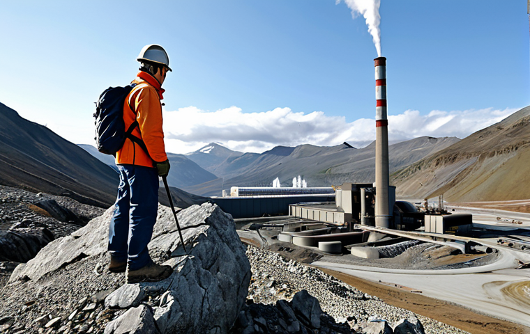 Geothermal Exploration**

"A geologist in appropriate outdoor attire examining rock formations in a mountainous region, fully clothed, using geological tools, background shows a geothermal power plant in the distance, safe for work, professional setting, perfect anatomy, correct proportions, natural pose, high quality, appropriate content, modest, family-friendly"

**