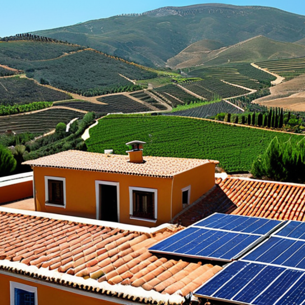 대체에너지 연구 및 혁신 - Solar Energy in Andalusia**
"A vibrant, sun-drenched scene of a rural Andalusian village. Homes fe...