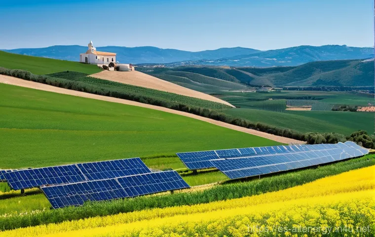 대체에너지의 기후 변화 대응 역할 - **Prompt 1: "The Resplendent Alliance of Sun and Wind in Iberia"**
A vibrant, sun-drenched lands...