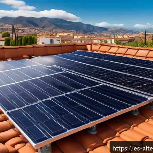 태양광 에너지 비용 - A modern Spanish residential rooftop solar installation featuring sleek, high-efficiency monocrystal...