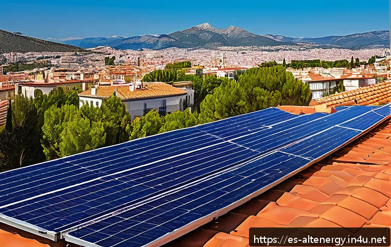 재활용 가능한 에너지 시스템 - A modern Spanish suburban home rooftop featuring an array of solar panels optimally oriented southwa...